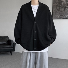 8XL-M羊羔绒开衫卫衣外套男秋冬季V领加绒加厚长袖上衣服KS001P58，男装卫衣，电商B312