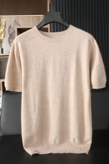 高品质男士纯绒短袖毛衣舒适保暖简约百搭，男装羊绒套衫，台绒羊绒