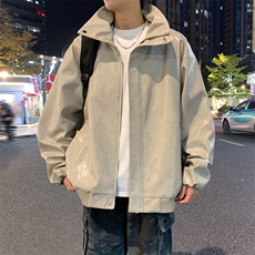 春季潮牌皮衣美式复古情侣翻领PU皮休闲宽松皮夹克外套JK0263-P78，男装夹克，星座308B-2