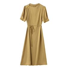 醋酸缎面连衣裙女夏季2024年新款高端气质系带收腰显瘦妈妈长裙子，女装连衣裙，时尚俏佳人