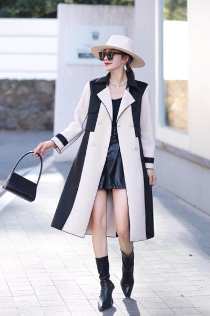 文秀家2021新款撞色澳羊绒大衣时尚潮流设计，其它，陆氏青云