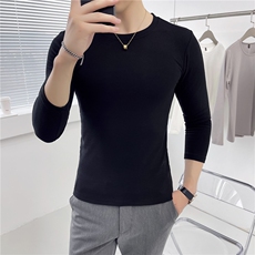 双面绒长袖T恤打底衫男德绒亲肤面料修身纯色圆领520-p35，男装T恤，电商D303