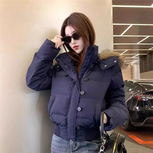 2025韩系新款毛领女短款韩版小个子加厚服冬装外套棉服图片
