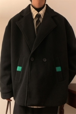 N6138/P85冬款西服双排扣毛呢大衣男宽松大码呢料夹克外套呢子，男装夹克，电商A141