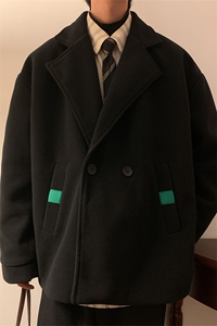 N6138/P85冬款西服双排扣毛呢大衣男宽松大码呢料夹克外套呢子图片
