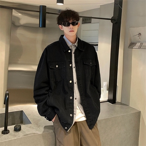 秋季水洗牛仔外套Q2481-TP6088青少年港风复古宽松夹克外套男图片
