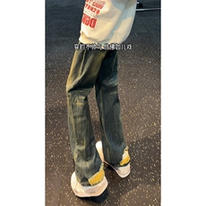 B221美式ins高街暗黑小众个性宽松直筒牛仔裤LK23140-P65控88，男装牛仔裤，电商B221