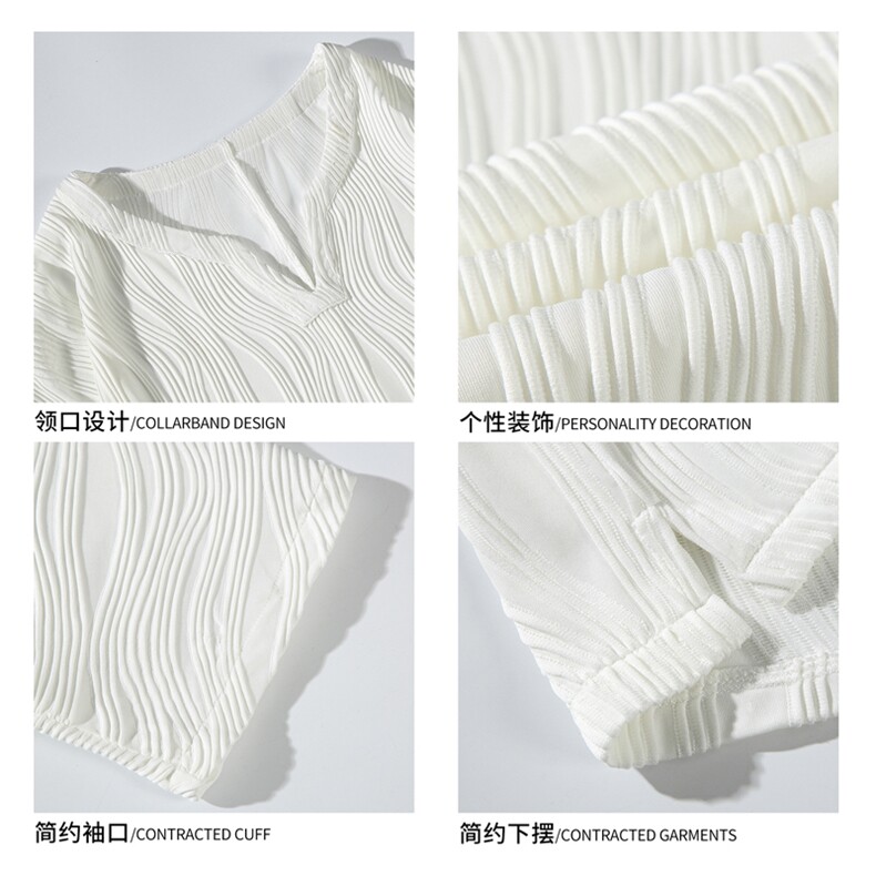 T911P48白底平铺高品质冰丝休闲宽松百搭纯色七分袖T恤夏装潮,男装T恤,电商A026