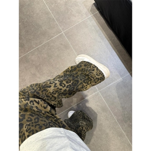 【有货】KZA25HH-P55豹纹牛仔裤男直筒欧美vibe裤子美式高街图片