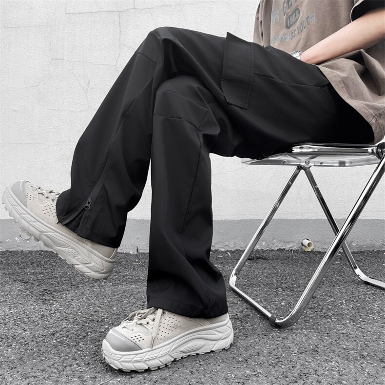 夏款男裤工装大口袋褶皱侧边开叉拉链冲锋裤h535P40，男装工装外套，星座1013-1