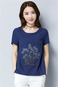 2021年夏季 宽松 创意 圆领 甜美 植物花卉 T恤 简约 优雅 甜美 韩版 百搭图片