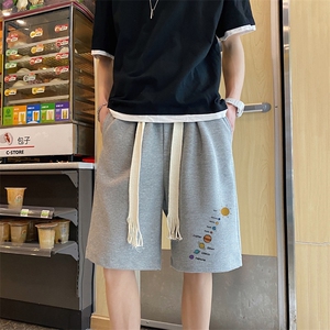 ！港风华夫格休闲裤子男卫裤男短裤男沙滩裤衩HFD21-P25图片