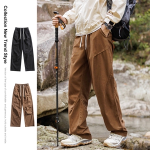 春秋季新款水洗休闲裤美式高街宽松直筒阔腿长裤男K5076-P55图片