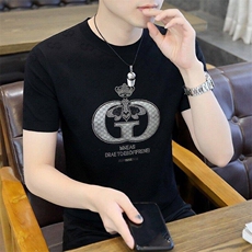 7908-P55夏季休闲时尚短袖毛衣男打底衫欧货T恤潮牌针织衫，男装T恤，电商D310B-1