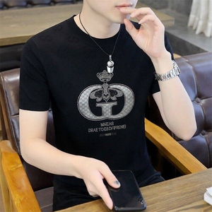 7908-P55夏季休闲时尚短袖毛衣男打底衫 欧货T恤潮牌针织衫图片