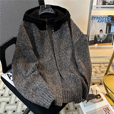 灰色连帽开衫毛衣男秋冬潮牌cleanfit针织外套M8904-P65，男装针织衫/毛衣，星座1001-1