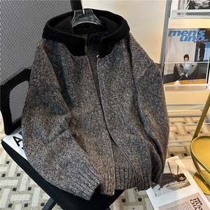 灰色连帽开衫毛衣男秋冬潮牌cleanfit针织外套 M8904-P65图片