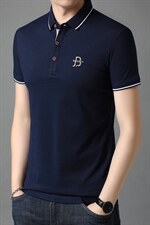 短袖T恤男POLO男士半袖翻领上衣时尚中青年条纹半截袖商务，男装T恤，电商B212（原钱塘6029）