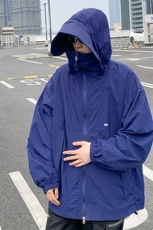 港风大码复古山系户外薄款男女连帽防晒服XZ213-JKFS01-P55控78，男装防晒衣，星座213