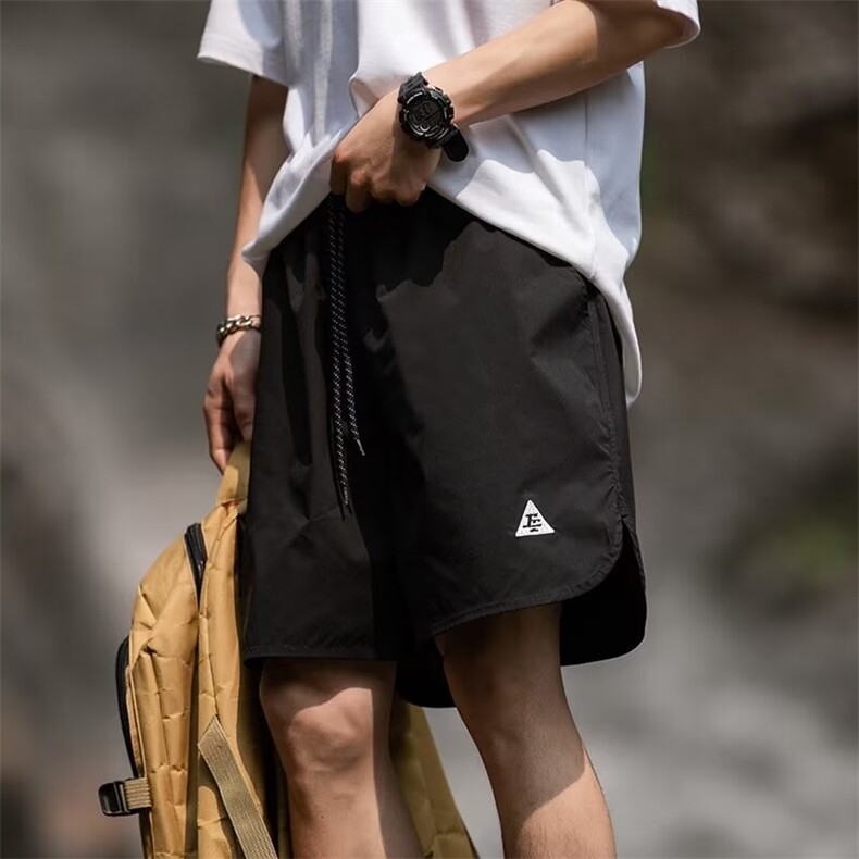 户外机能速干运动短裤男款夏季潮牌宽松阔腿休闲开衩沙滩五分裤子，男装牛仔裤，星座1210-1