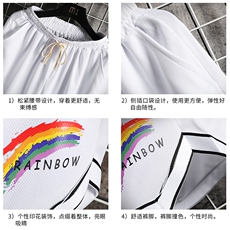 LQ64064-P19篮球夜跑运动短裤男大码宽松冰丝五分裤大裤衩网格，男装休闲裤，电商A040A