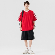 2025新款夏季美式情侣套装短袖时尚潮流休闲运动服男装TZ2525P65，男装T恤，星座309（原A406）