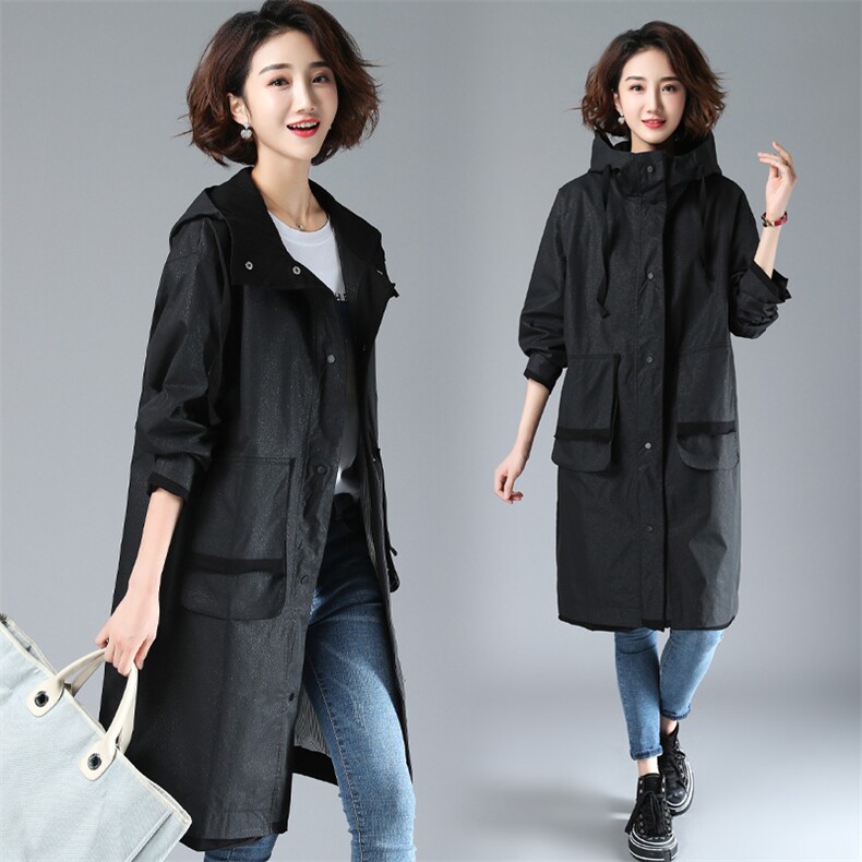 2021春秋装新款宽松简约时尚长款风衣时髦潮流气质百搭修身显瘦，女装风衣，奕阳依阁