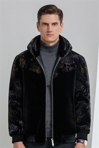 21冬季新款中年男士连帽水貂领外套金貂绒商务休闲夹克YN219-P290，男装夹克，电商B212（原钱塘6029）
