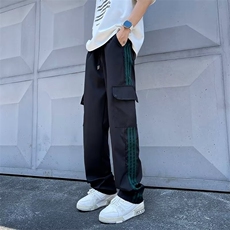 潮牌工装裤男夏季薄款宽松直筒条纹裤子男款运动休闲裤K5509，男装休闲裤，星座1116A-1（原606A）