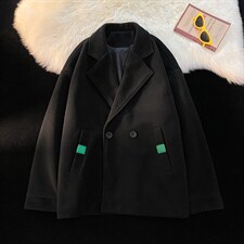 N6138/P85秋冬毛毯平铺西服双排扣毛呢大衣男呢料夹克外套呢子，男装夹克，电商A141