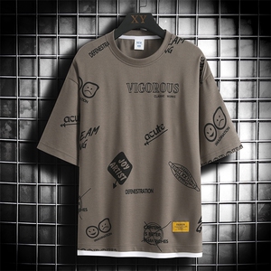 冰氧仿棉短袖网格挂拍体恤休闲百搭趣味印花男上衣TC3156-P25控48图片