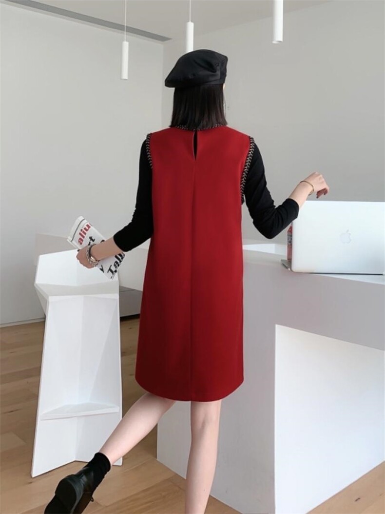 秋冬毛呢背心裙两件套，女装背心吊带，蕃米莉