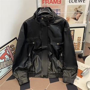 复古机车服pu皮衣外套男士休闲短款春秋季高级感飞行员翻领皮夹克图片