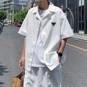 套装男夏季新款潮牌短袖简约宽松衬衣港风痞帅衬衫外套W2622-P55图片