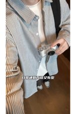 日系复古条纹长袖衬衫男高级感穿搭大码休闲衬衣外套C2251-特价28，男装衬衫，电商A007