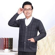 冬季新款中老年人加绒加厚保暖针织开衫上衣男士休闲宽松打底衫，男装针织衫/毛衣，电商B212（原钱塘6029）