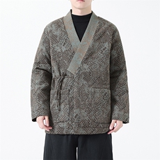 新品加棉加厚风蟒纹提花男女情侣款汉服道袍新中式外套KS04，男装民族服装，星座305A（原312A-1）