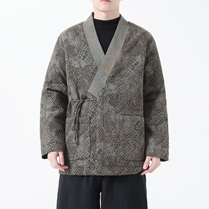 新品加棉加厚风蟒纹提花男女情侣款汉服道袍新中式外套  KS04图片