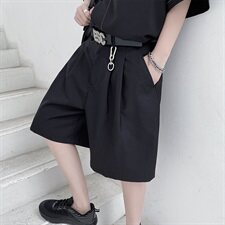 暗黑风国潮牌直筒五分裤男士西装休闲短裤D616P60，男装西裤，星座312B-1