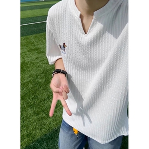 夏季新款腊肠小狗刺绣短袖纯色简约圆领休闲上衣半截袖 TD26图片