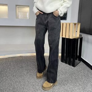 直筒大码牛仔裤男美式高街宽松阔腿长裤百搭拖地裤513ACK2346P42图片