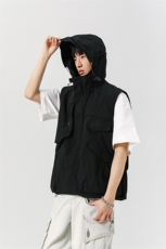 8XL-M钓鱼老外套街头机能口袋连帽防水无袖马甲坎肩JK1316P78，男装夹克，电商D206-1
