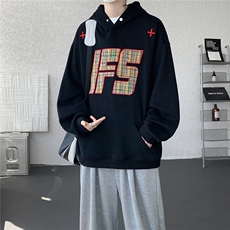 重磅贴布刺绣卫衣大码春秋连帽衫硬挺外套美式休闲上衣WY9108/P65，女装短外套，电商B238