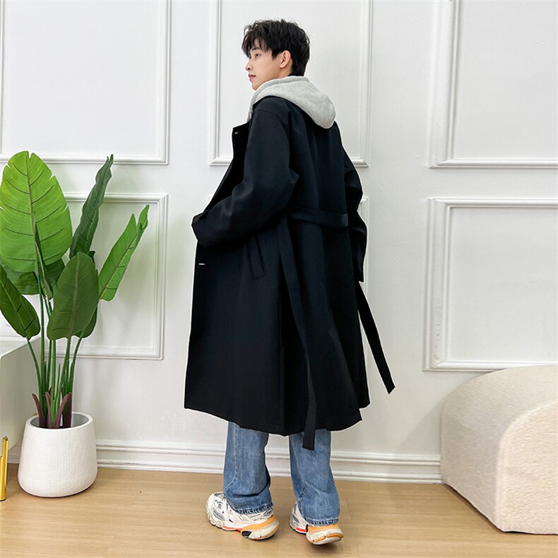 假两件风衣男女韩版潮流宽松百搭帅气2024秋冬季ins外套W5874-P78,男装风衣,星座412-3