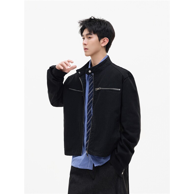 【现货】XZ1218WT4508特价P65美式做旧水洗双拉链牛仔夹克外套,男装工装外套,星座1218（原611-3）