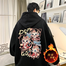 龙年卫衣冬季美式加绒加厚连帽卫衣外套DL1752常规特P35加绒特40，男装卫衣，电商A486