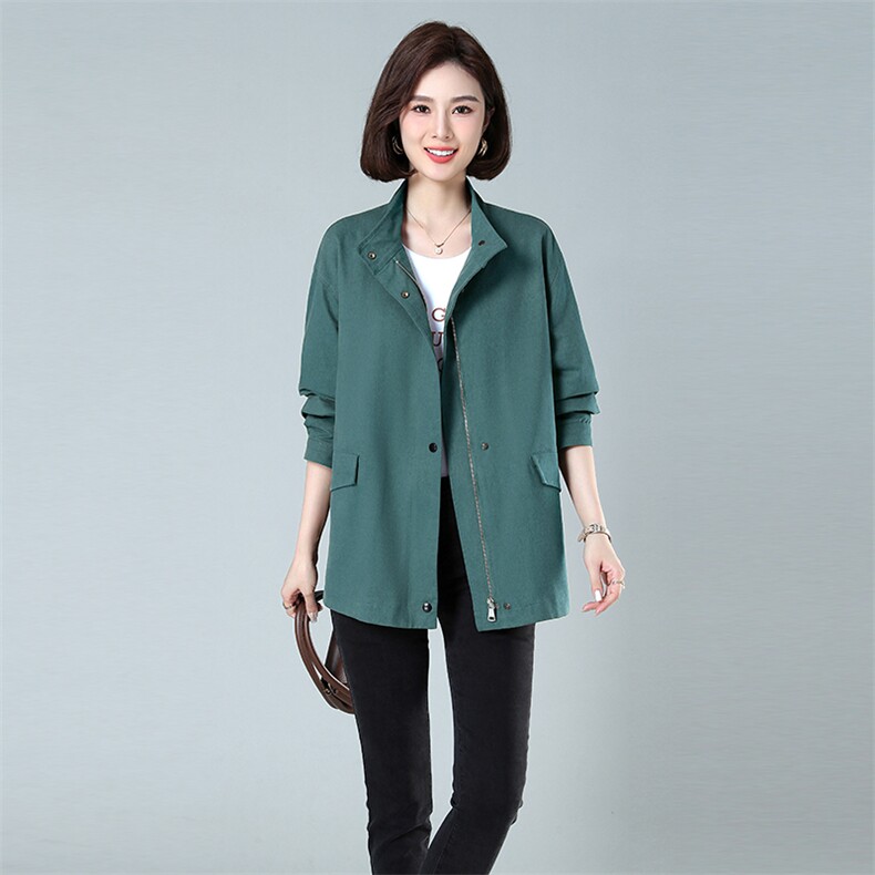 2023秋新款纯棉休闲风衣外套立领款822款，女装风衣，秋牧寒烟