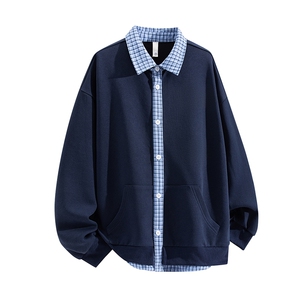 秋季现货假俩件宽松衬衫领开衫卫衣男DSA157B-W6713-特P43