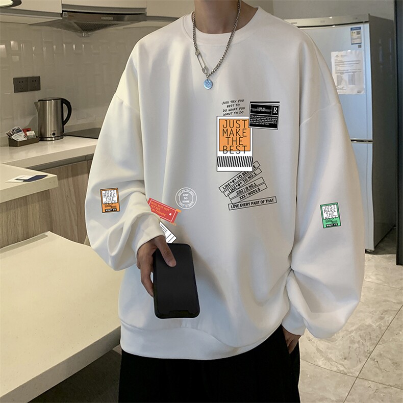 麂皮绒卫衣男大码重磅长袖t恤男JW81121-P35加绒款P45,男装卫衣,电商A040