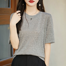 2025年夏季不连帽纯色休闲时尚百搭通勤短袖，女装T恤，森墨